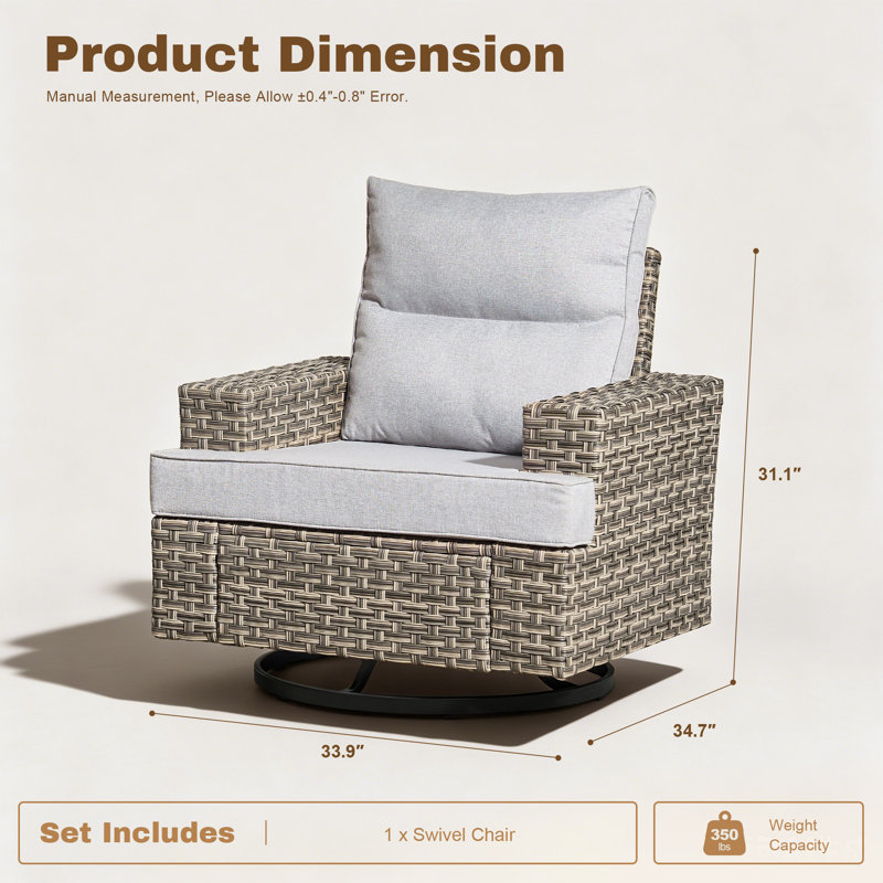 Chaise d'extérieur pivotante avec coussin, Gray