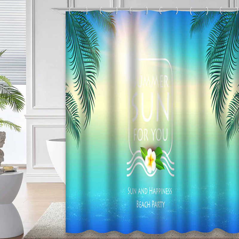 Rideau de douche avec 12 crochets Blue Sea, L 72 po x l 78 po