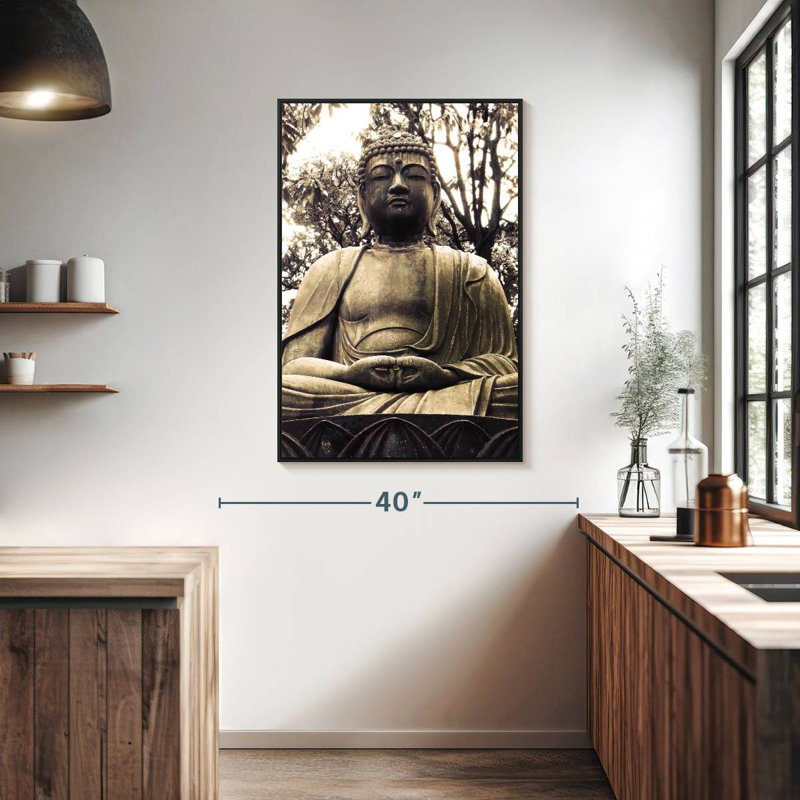 Statue de Bouddha japonais I, Cadre flottant noir, 27 po x 40 po