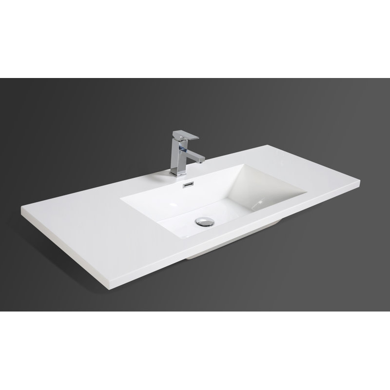 Plateau de meuble-lavabo simple 47,125 po en blanc avec lavabo