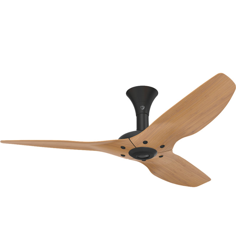 Haiku Smart Flush Mount Ceiling Fan, 52 inches, Black with Caramel Bamboo Blades