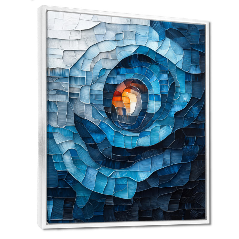 Omario Modern Transitionalprismatic Maze Of Blue I - Art mural encadré transitionnel, H 40 po x l 30 po, Blanc
