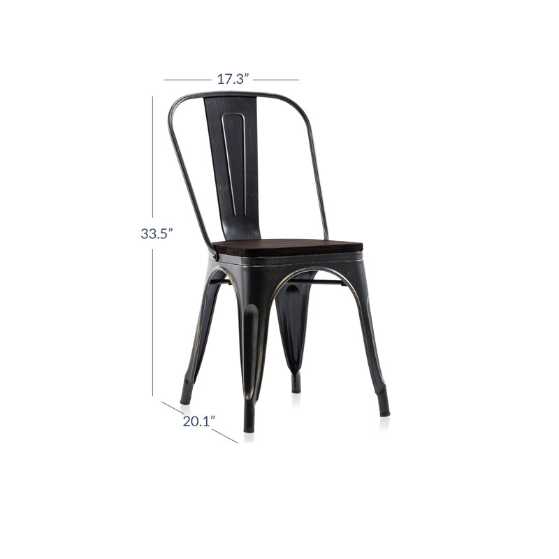 Williston Forge Linzy Metal Slat Back Stacking Side Chair & Reviews ...