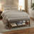 Dallyn Dining Bench with Storage, Gray Fabric and Wood Base