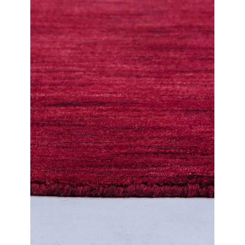 Hand Knotted Loom Wool Eco-Friendly Area Rugs -6' x 6', Square, Dark Red Color, Plain Solid Design, High Pile Thick Handmade Anti Skid Area Rugs for Living Room, Bed Room