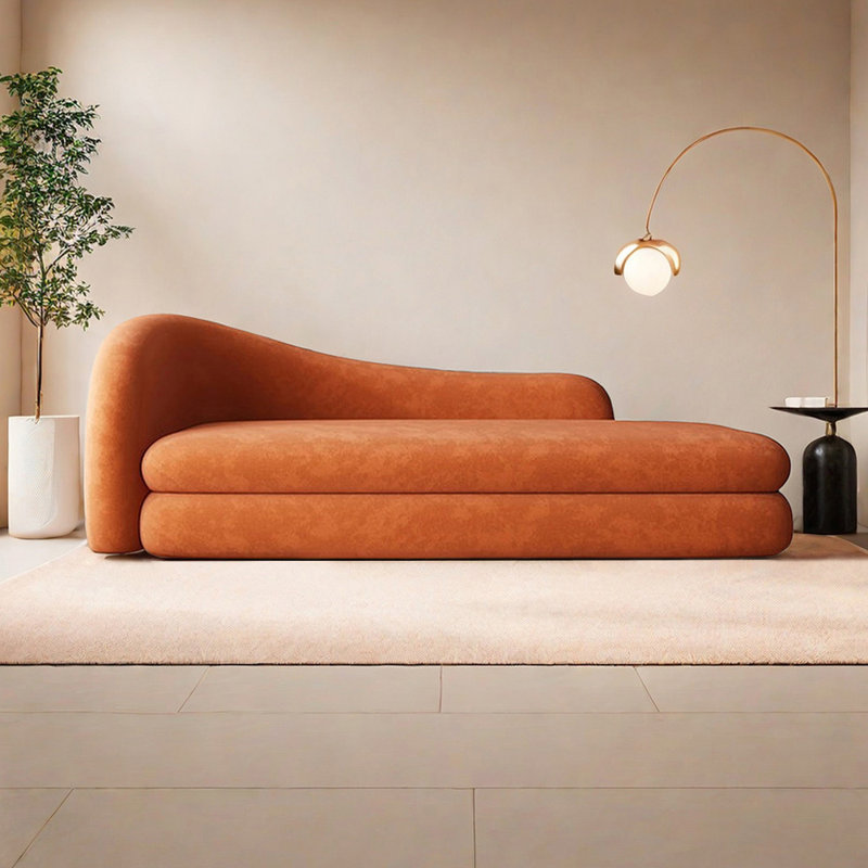 Chaise longue rembourrée Comfortable Living Room, Accoudoir à gauche (vu de face), Orange
