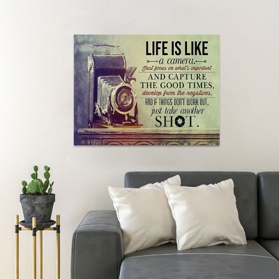A Camera - Life Is Like A Camera Just Focus On What's Important And Capture The Good Times - 1 Piece Rectangle Graphic Art Print On Wrapped Canvas -  MentionedYou, CV_010122_0047L