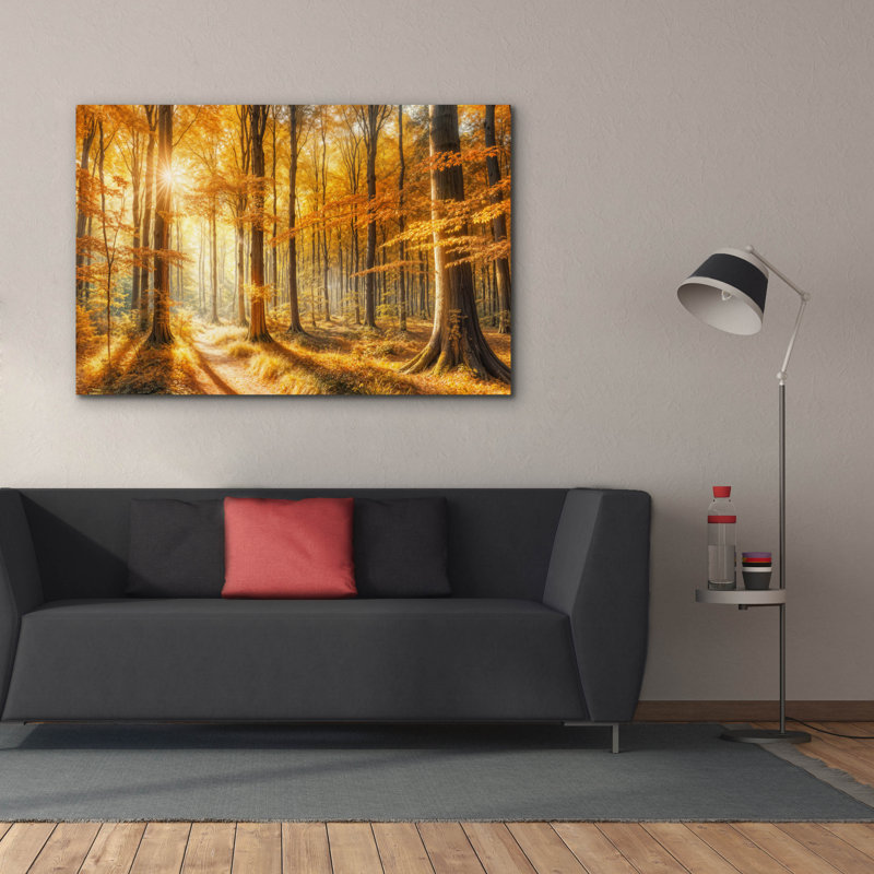  «Golden Fall Landscape 1» par Rey Klimt, art mural sur toile, 60 po x 40 po, H 40 po x l 60 po