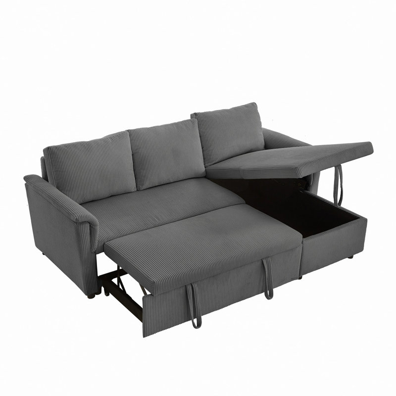 Canapé-causeuse avec méridienne et canapé-lit modulaire en L avec méridienne et rangement, H 33,5 po x l 77,5 po x P 54,25 po