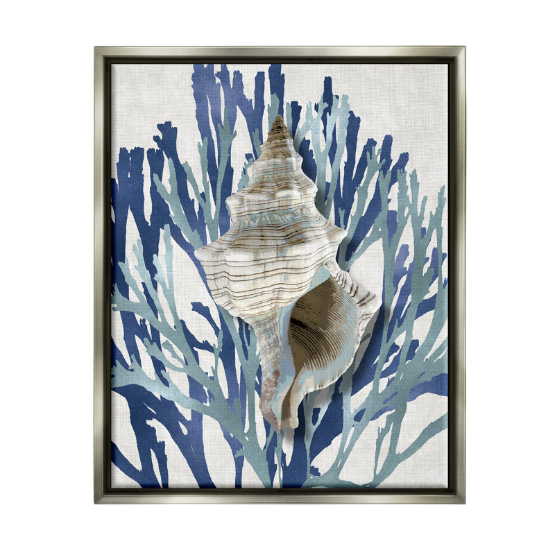«Tower Shell Coral Blue Beach», art mural sur toile par Caroline Kelly, H 21 po x l 17 po x P 1,7 po