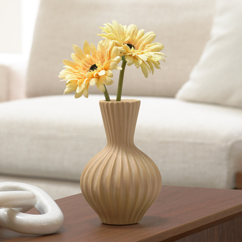  Vase de table en grès nervuré 6,25 "Londen, Brun, H 6,25 po x l 4,25 po x P 4,25 po