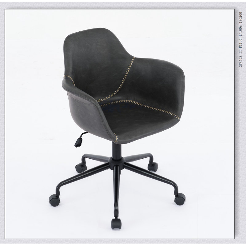 Chaise de bureau avec structure en métal, similicuir, pivotante, hauteur réglable, roulettes