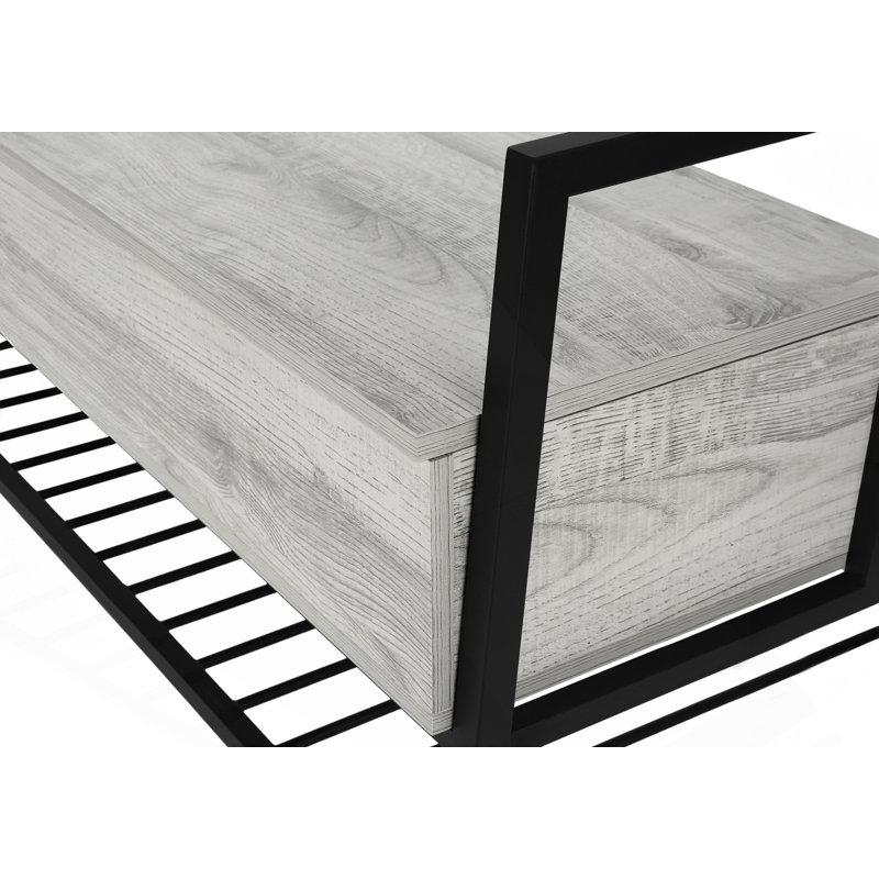 Banc de rangement contemporain à plateau rabattable avec range-chaussures, Gris