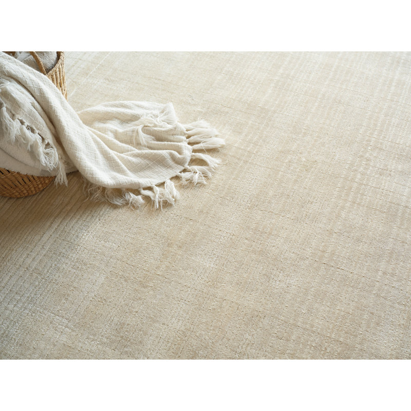 Cavallo Modern handloomed Nylon/Wool Beige Area Rug, Rectangle 6' x 9', Beige