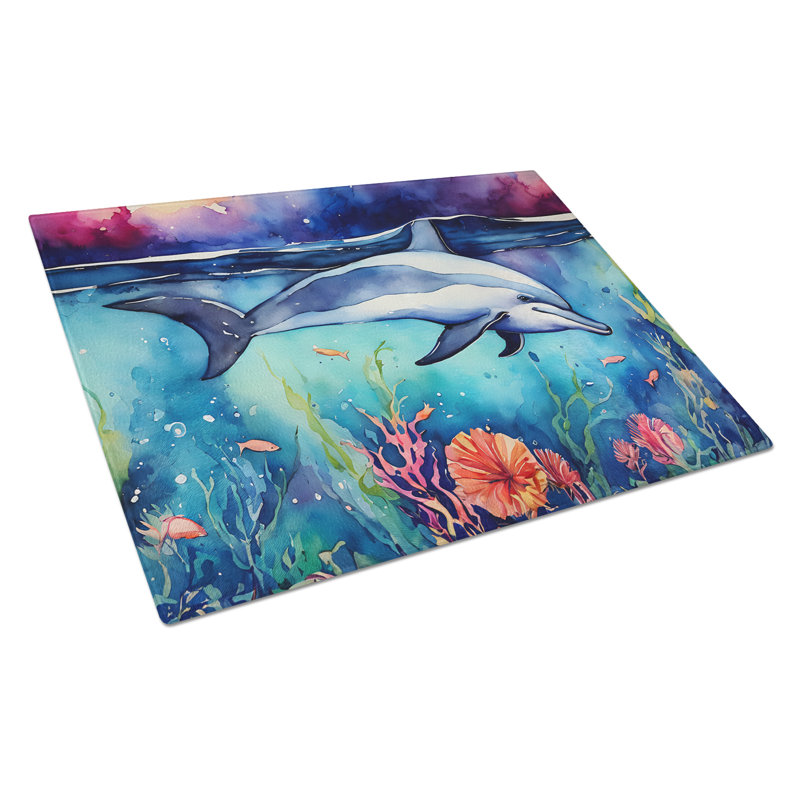 Dolphin Glass Cutting Board Large