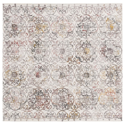 Tapis rouge / ivoire en polypropylène / laine touffeté à la main Alhowra