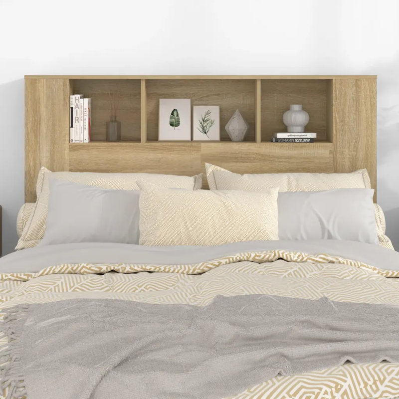 17 Stories Headboard Cabinet Engineered Wood, Sonoma Oak, Double (4'6)