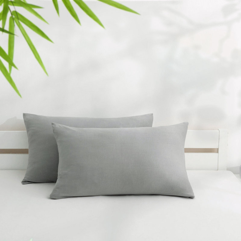 Cooling Rayon From Bamboo Soft Comfortable Pillowcases, Gray, Queen Pillow Case