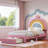 Upholstered Platform Bed With Rainbow Headboard And Storage Drawer