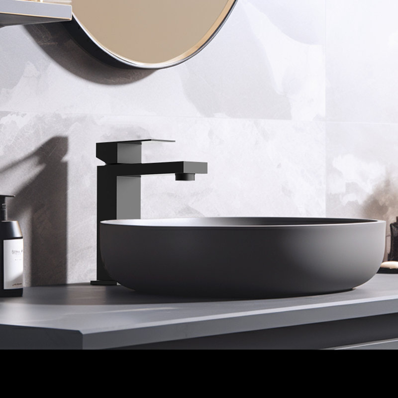 Single-Hole Bathroom Faucet with Drain Assembly, Black