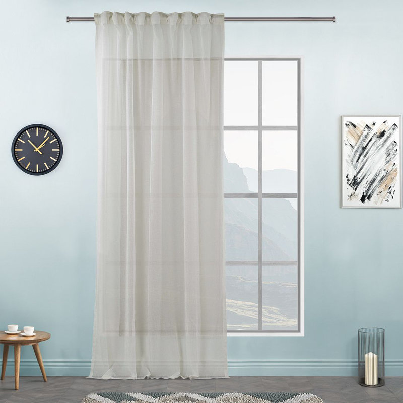 Sheer Single Curtain Panel, Off-white, 260" W x 295" L