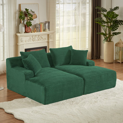 Boneless 78" Oversized Double Chaise Lounges Indoor, Upholstered Boneless Cloud Stupendous Oversized Chaise Lounge Couch Luxury Sofa Bed Deep Seat, Corduroy Lounge Chair,2 Pieces