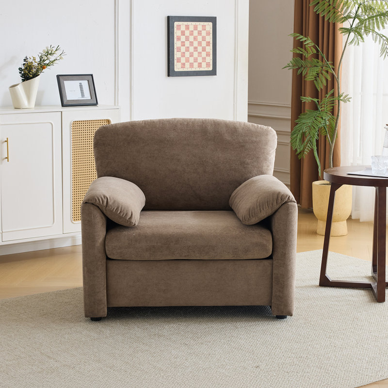 38"W Armchair Accent Chair Single Sofa for Living Room & Bedroom, Brown