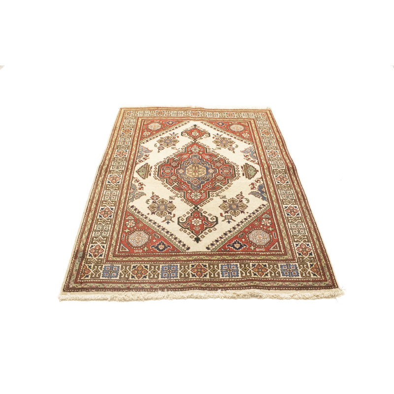 Tapis oriental semi-antique floral crème 4 pi 8 po x 6 pi 3 po