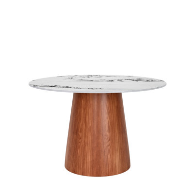 Table de salle à manger Edward en bois d'hévéa avec plateau en pierre frittée