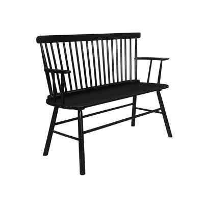 Black Wood Spindle Back Bench For Use Arm Chair With Design