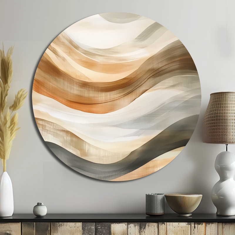 «Minimlaist Earthline Motion», art mural abstrait rond en métal, L 23 po x H 23 po