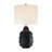 3-way Black Ceramic Table Lamp With White Drum Shade
