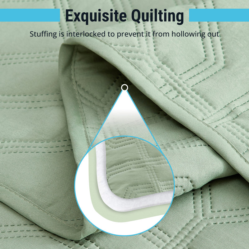 Sage Green King Microfiber Quilted 3-Piece Bedding Set