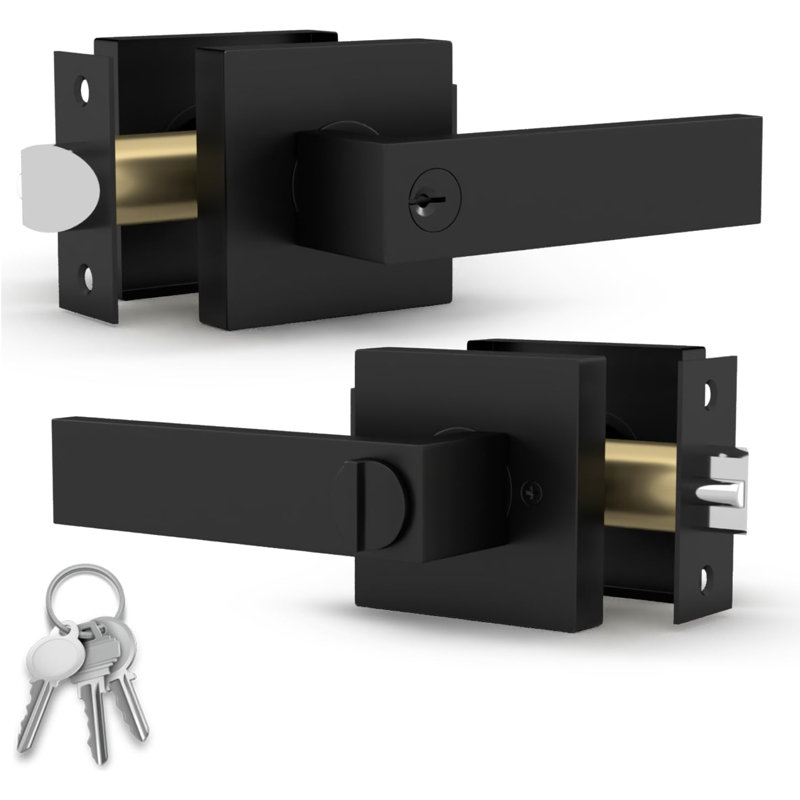 Ensemble combiné de poignées de porte d'entrée réversible et de serrure à pêne dormant unique à poignée cylindrique Mega | Poignée de porte moderne | Paquet de 3 clés identiques