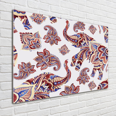 Elephants ornaments 1 Piece Wall Art on Glass