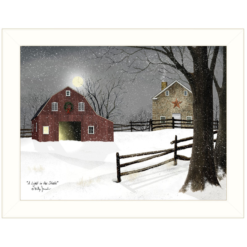 "Light in the Stable" par Billy Jacobs, reproduction encadrée prête à être accrochée, Blanc, H 14 po x l 1 po x P 18 po