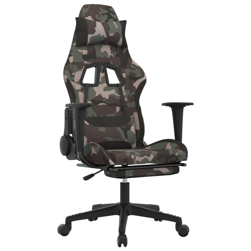 Gaming Chair with Footrest Fabric, Camouflage/Black