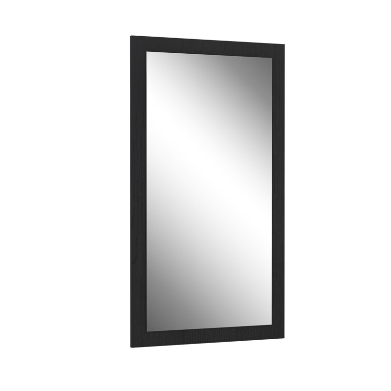 Crespin Wood Flat Wall Mirror, Black Oak