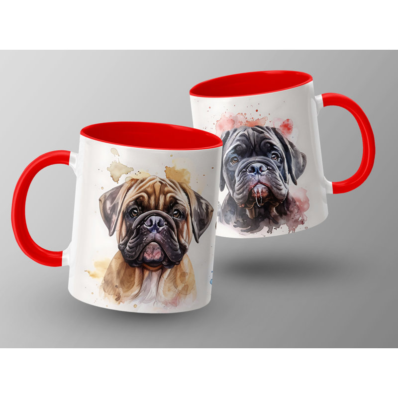 Mastiff Dog Trio Watercolor Design 11oz Coffee Mug, 3