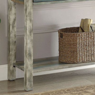 3-Drawer Console Table for Living Room - Antique Grey/Teal