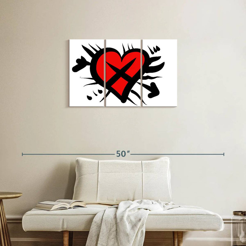 Hardie style cœur rouge style graffiti, H 20 po x l 33 po