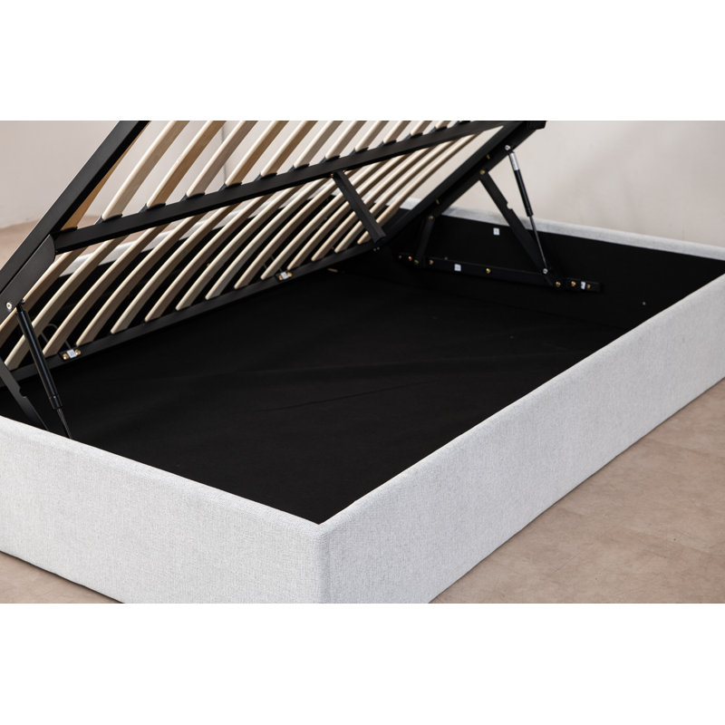 Lit plateforme avec rangement Aristedes, Double, Beige