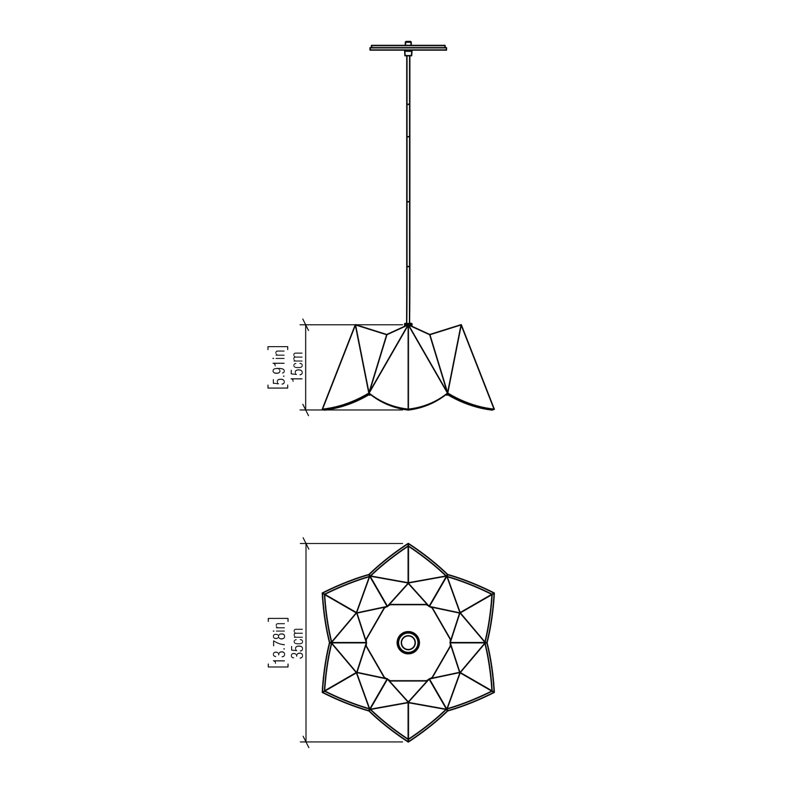 Physalis 1 - Light Pendant, Teak, 5.85" H x 13.65" W x 13.65" D