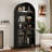 73.6" Arched Metal Storage Display Cabinet with Adjustable Shelves and Glass Doors-963874686