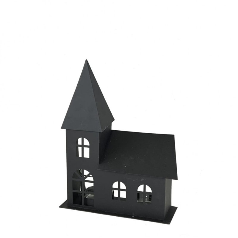 Black Metal House Tealight Candle Holder
