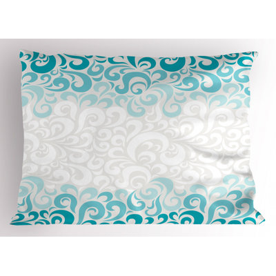 White/Teal Polyester Microfiber Piece Sham