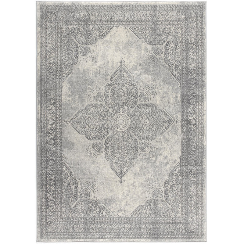 Tapis gris médaillon 2 pi x 4 pi