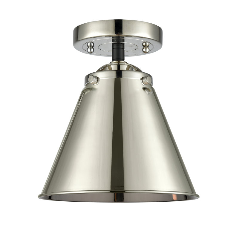 Plafonnier semi-encastré 8 lumières Donovan, Ampoule incandescente rétro de 60 watts, Nickel poli, Nickel poli