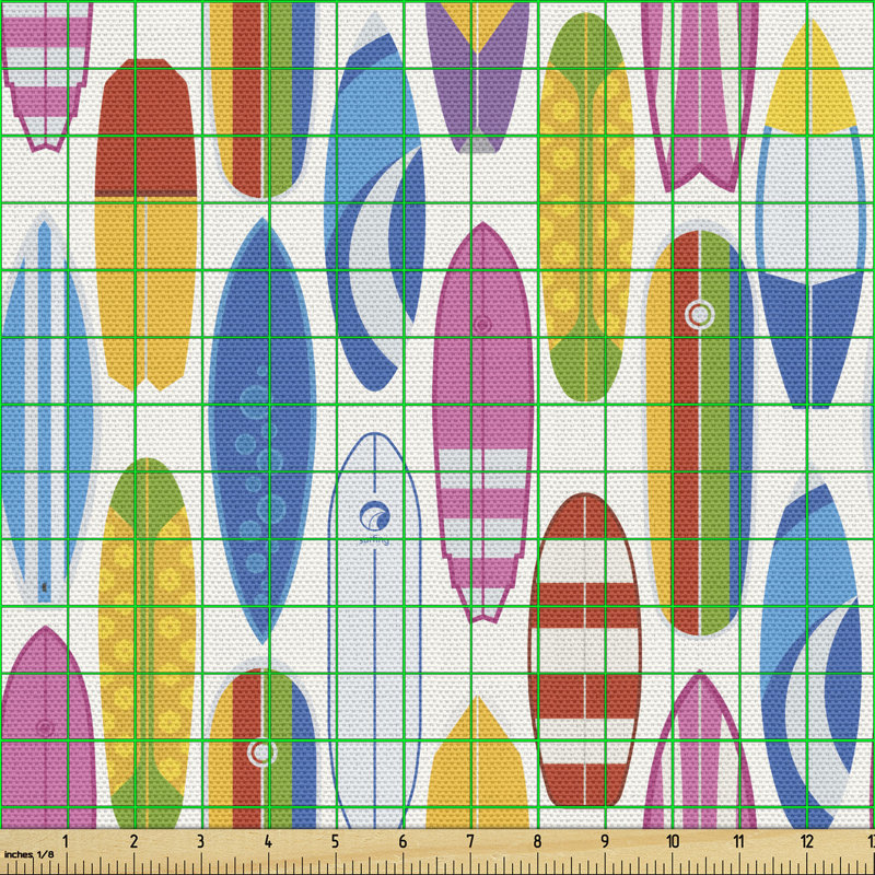 Chazre Summer Beach and Colorful Surfboards Multi-Purpose Fabric
