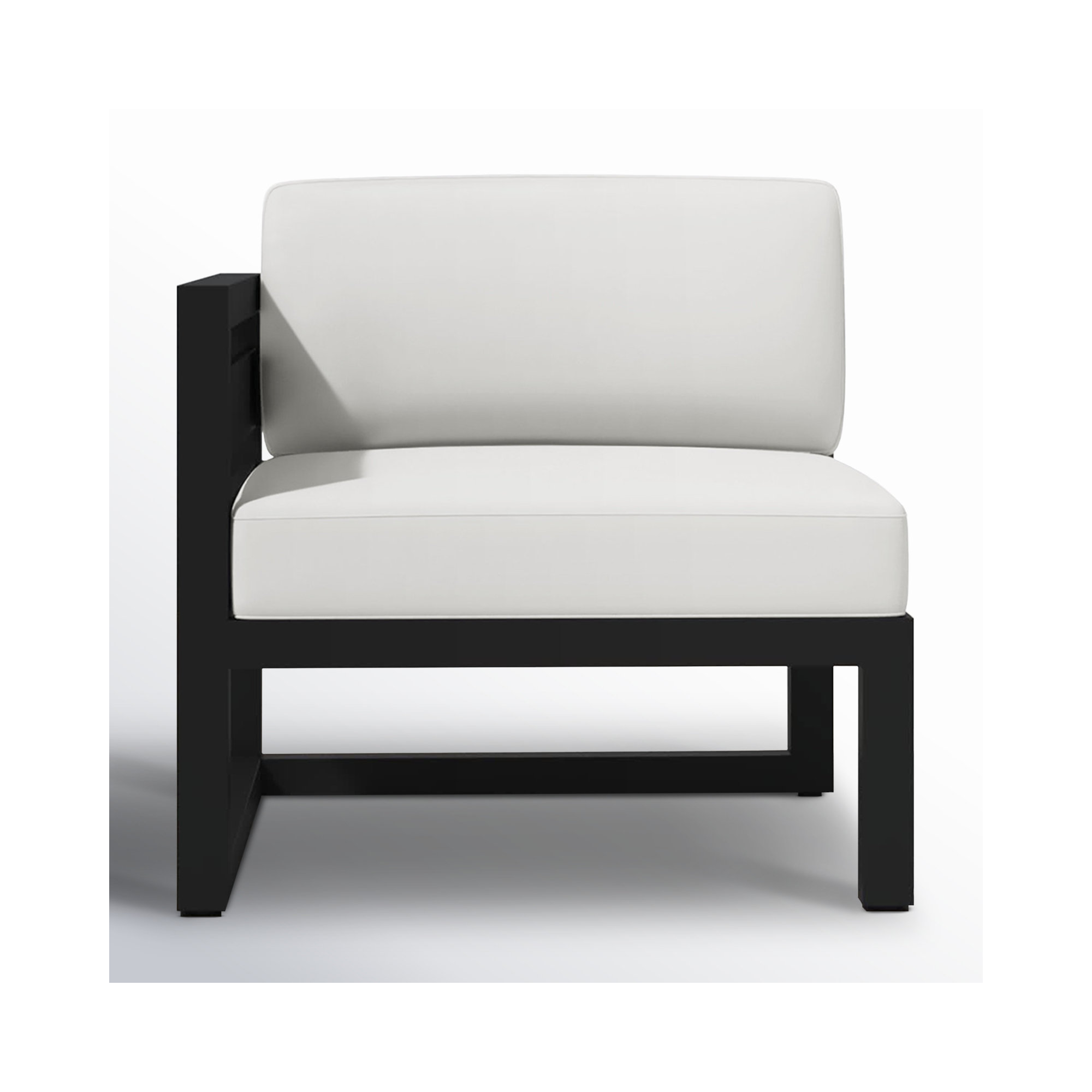 Smith Outdoor Left Arm Lounge Chair with Sunbrella Cushions, Canvas Natural, Black